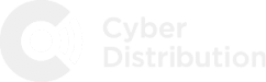 The logo features a circular design with three arcs on the left, resembling sound waves, and prominently displays Cybersecurity Distribution in white text on the right.