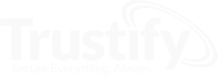 Logo of Trustify with the text Secure Everything. Always. A curved line encircles part of the logo. The design is in white on a transparent background.